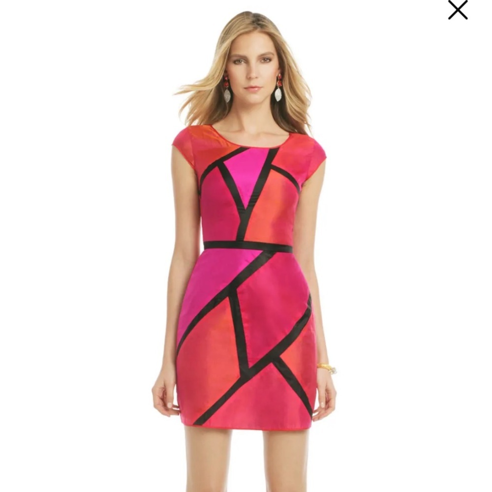 Nachiket Barve Tumeric Spice Sheath, cap sleeve, size medium, colorblock